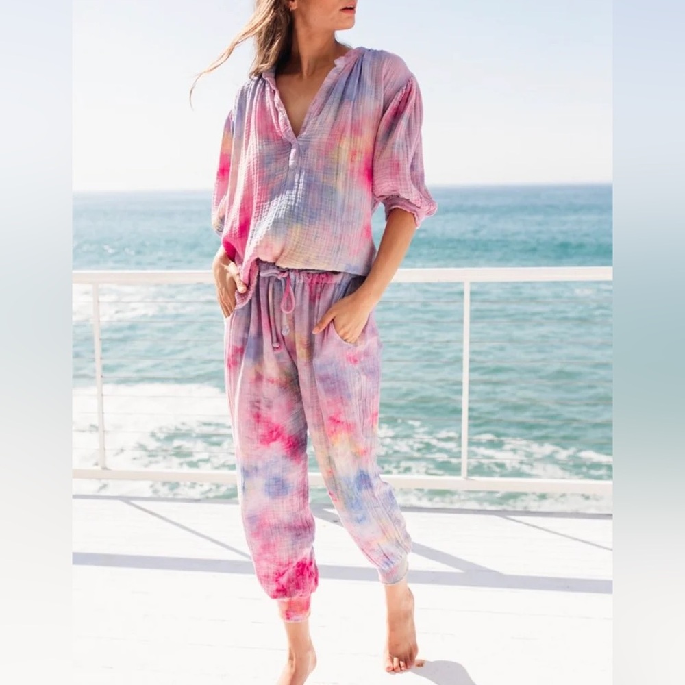 FIREISLAND LIGHTWEIGHT GAUZE TIE DYE BEACH PANT BY 9SEED